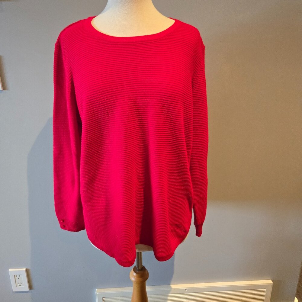Classic Editions Ribbed Long Sleeve Sweater | Size XXL | Red